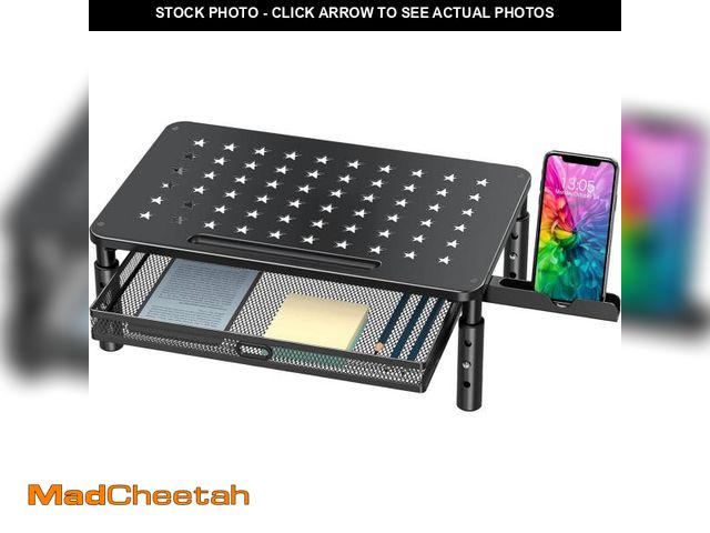 Lot 74-11559518 - Zimilar Monitor Stand Riser with Metal Mesh Drawer, Height Adjustable with Phone Holder for Computer...