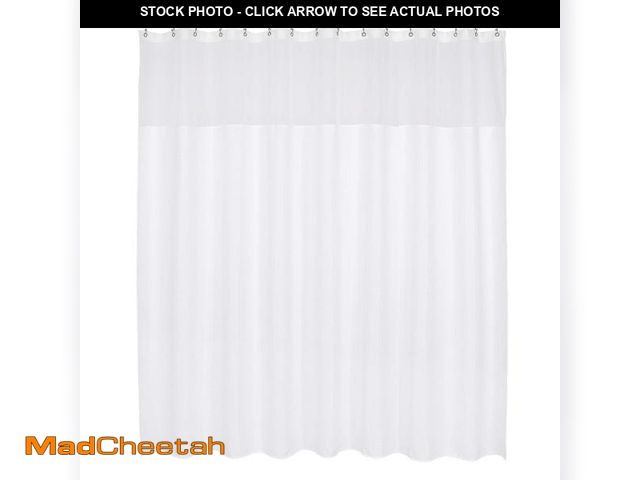 Lot 74-12433237 - Barossa Design Large Fabric Shower Curtain with Sheer Window 96 x 78 inch, Waffle Weave, Hotel Grade...