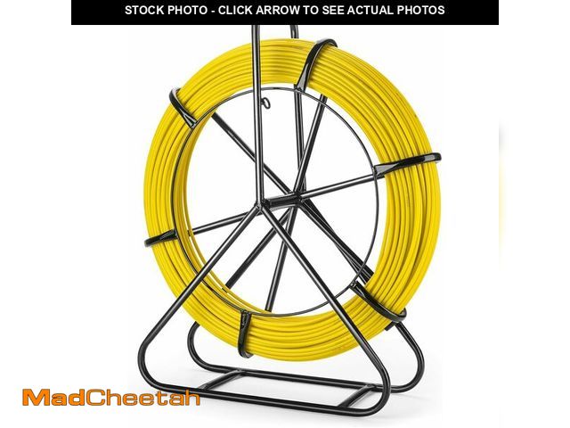 Lot 74-13697657 - 6MM x 656FT (200M) Fiberglass Fish Tape with Steel Reel Stand, Duct Rodder Cable Puller Tool for Ele...
