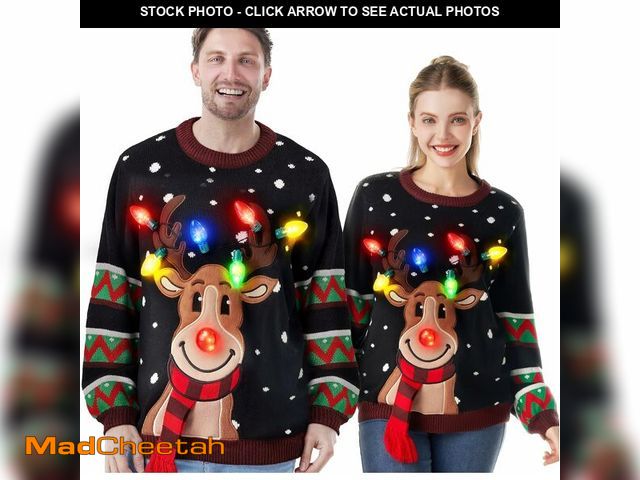 Lot 74-13709898 - JOYIN Ugly Christmas Sweater Women Men Couples, LED Light Up Ugly Christmas Sweater Kids 2025 Reinde...