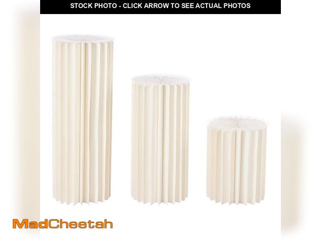 Lot 74-14084973 - YIYIBYUS 31.5 in. Tall Indoor/Outdoor White Foldable Cardboard PVC Plastic Cylinder Flower Stand (3-...