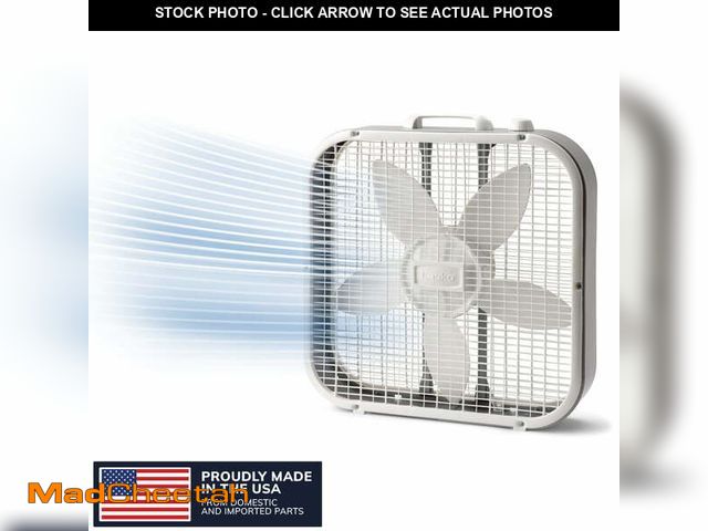 Lot 74-12857393 - Lasko 20" Classic Box Fan with Weather-Resistant Motor, 3 Speeds, 22.5" H, White, B20200, New - UNUS...