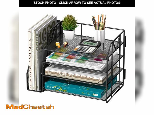 Lot 74-14148161 - handimp 4-Tier Paper File Organizer with Drawer, Metal Desk Organizer, Tiered Paper Tray for Letter/...