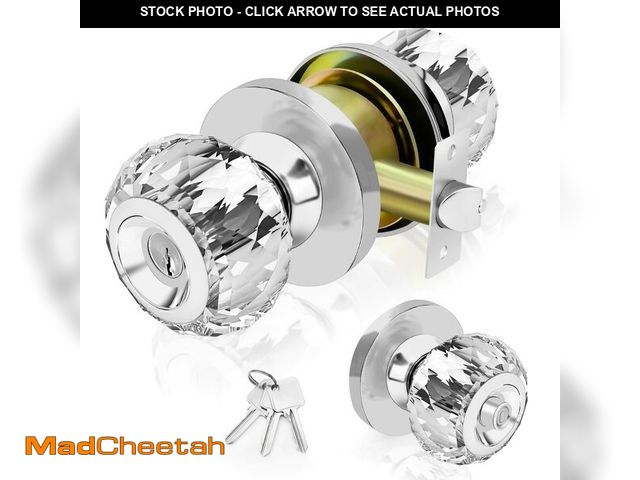 Lot 74-12703066 - LOQRON Crystal Door Knobs with Lock and Keys, Glass Door Knobs with Privacy Lock, Luxurious Diamond ...