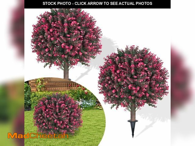 Lot 74-13630596 - sykart 25.6" Artificial Pink Eucalyptus Topiary Ball Trees, 2 Pack Artificial Shrubs Bushes with Gro...