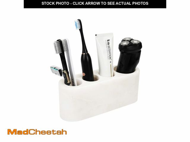 Lot 74-14378387 - BCS Toothbrush Holder for Bathrooms, 4 Slots Marble Toothbrush and Toothpaste Holder Stand Bathroom ...