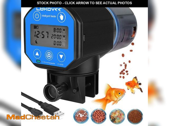 Lot 74-12714395 - Lukovee Automatic Fish Feeder,New Generation Feeding Time Display USB Rechargeable Timer Moisture-Pr...