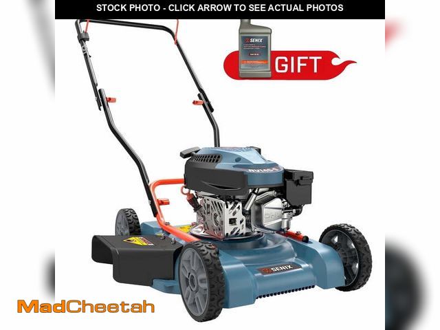 Lot 74-14087662 - SENIX Gas Lawn Mower, 18in Cutting Blade / 19in Cutting Deck, 144cc 4-Cycle Engine Push Mower with S...