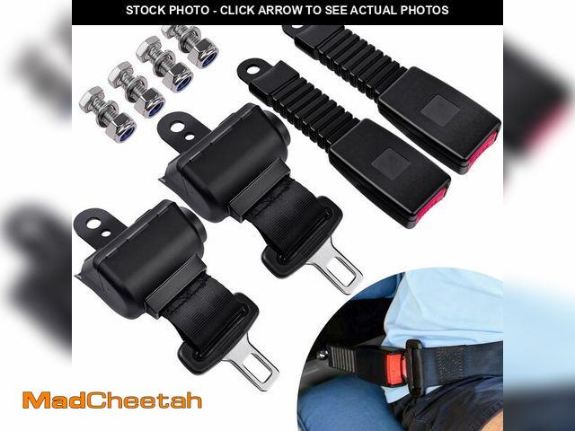 Lot 74-13962372 - KyuerWK Golf Cart Seat Belts, Retractable Universal Seat Belt Kit, Fits Club Car, EZGO, Yamaha (2 PC...