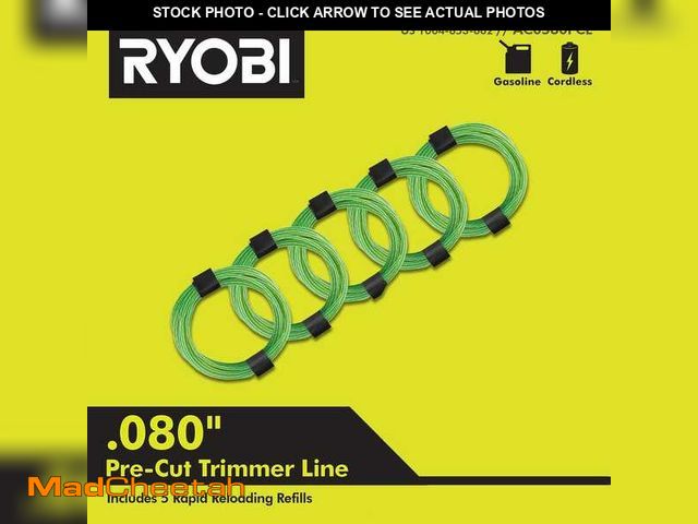 Lot 74-14310622 - RYOBI Reel Easy Trimmer Head Bump Knob, 0.080 in. x 16 ft. Spiral Line (5-Pack), Reel Easy+ Head, an...