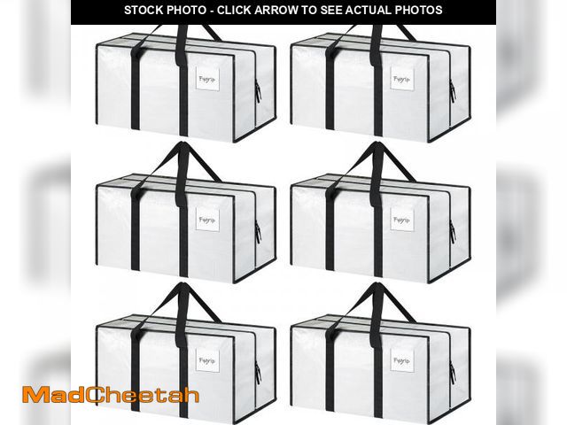 Lot 74-12110616 - 6 Pack Extra Heavy Duty Large Moving Bags with Strong Zipper &amp; Comfortable Handles, Sturdy &amp;...