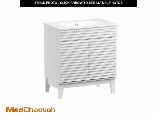 Lot 74-12105283 - ROOMTEC 30" Bathroom Vanity with Sink, Mid-Century Freestanding Bathroom Vanity Sink with Storage, U...