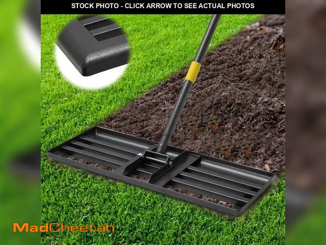 Lot 74-12679502 - DEROFIT Heavy Duty Lawn Leveling Rake, 30" x 10" Lawn Leveler Rake with 61" Long Handle for Garden, ...