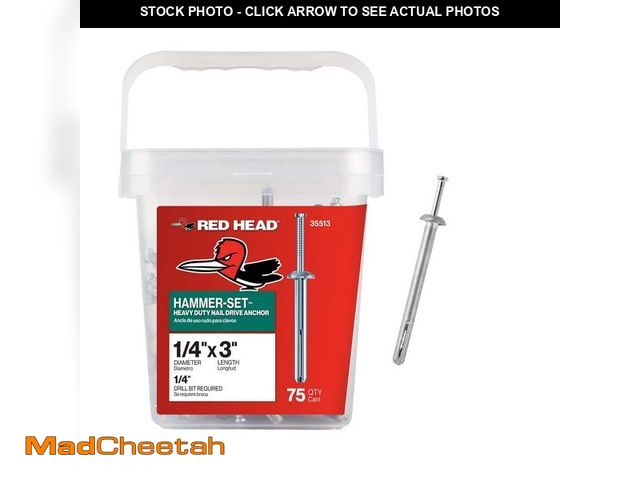 Lot 74-14276841 - Red Head 1/4 in. x 3 in. Hammer-Set Nail Drive Concrete Anchors (75-Pack) - UNUSED