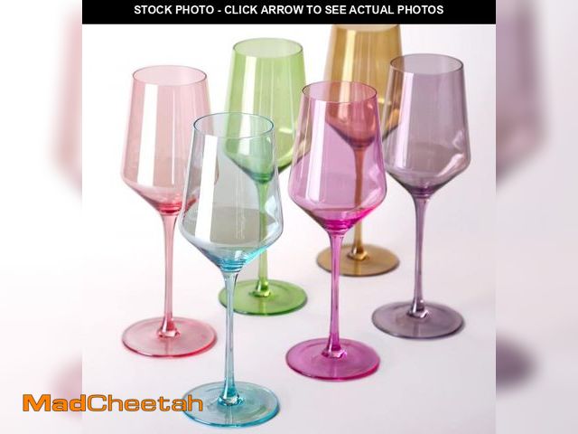 Lot 74-9944904 - comfit Colored Wine Glasses Set Of 6-15oz Hand Blown Crystal Colorful Wine Glasses With Long Stem an...