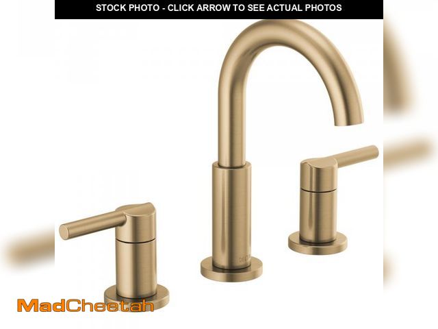 Lot 74-12305490 - Delta Nicoli Brushed Gold Faucet 3 Hole, 8 Inch Widespread Bathroom Sink Faucet for Vanity, Push-Pop...