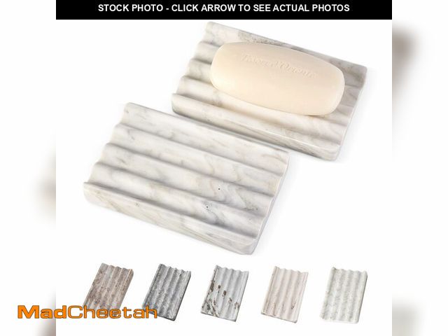 Lot 74-13946693 - 2PCS Koville Italian Natural Marble Soap Dish for Shower, Multi-Color Stone Soap Tray for Bathroom, ...