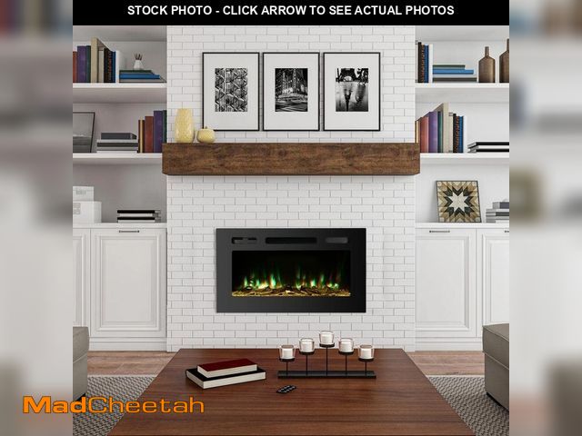 Lot 74-13036542 - Clihome 30 in. Recessed/Wall-Mounted Electric Fireplace with 12-Flame Colors, Logs, Adjustable Therm...