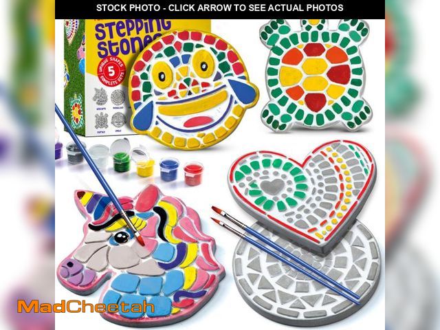 Lot 74-12434883 - Dan&amp;Darci Stepping Stones Painting Kit for Kids - Outdoor Crafts - Paint 5 Garden Stone - Unicor...