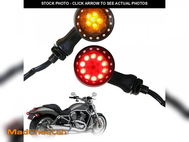 Lot 74-12048805 - DREAMIZER Black Motorcycle Turn Signals 15 LEDs Bullet Front Rear Indicator Lights Amber Red Light C...