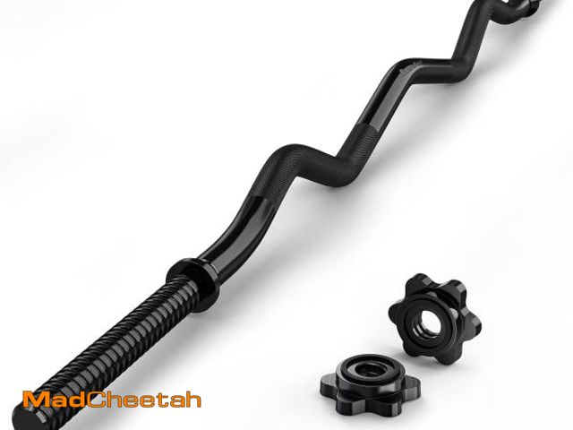 Lot 74-12140511 - ExtreSpo EZ Curl Bar, 47" Threaded Steel Curl Bar for Standard 1 Inch Plates, 220 LBs Capacity Stren...