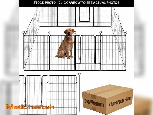 Lot 74-12899034 - Dog Playpen 48 in(H) Pet Fence Outdoor for Rv Camping,Garden Fence Large Animal Barrie for Yard - UN...