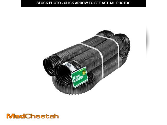 Lot 74-14363383 - Amerimax Home Products FLEX Drain 4 in. x 25 ft. Black Copolymer Solid Drain Pipe - UNUSED