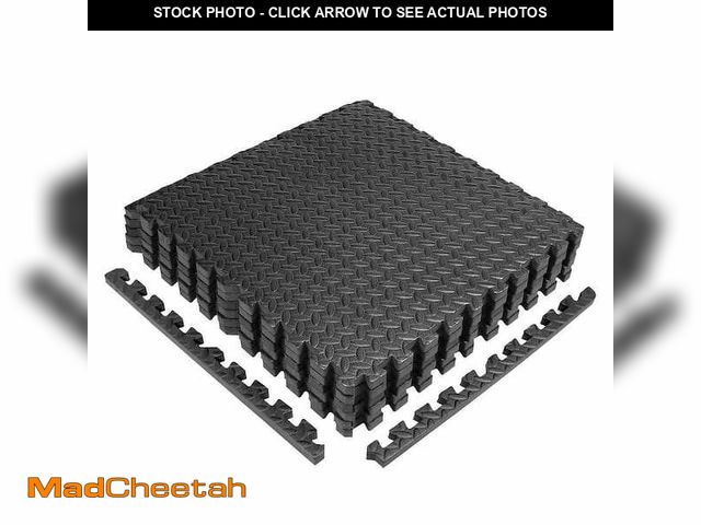 Lot 74-14313269 - Puzzle Exercise Mat Black 24 in. x 24 in. x 0.5 in. EVA Foam Interlocking Tiles with Border (24 sq. ...