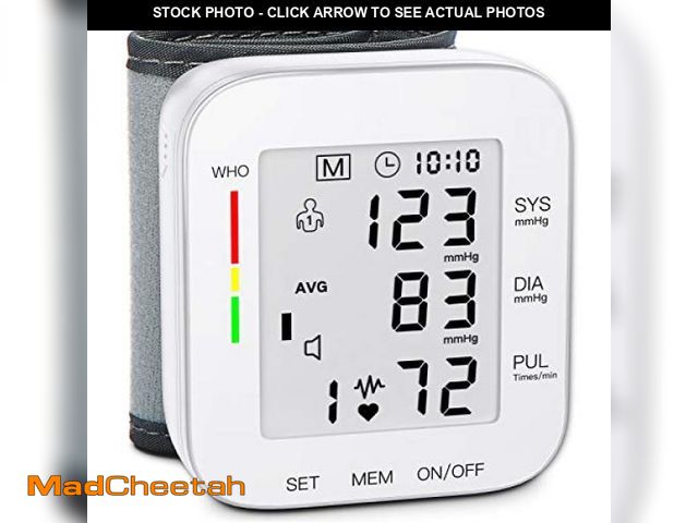Lot 74-12137886 - MMIZOO Wrist Blood Pressure Monitor Large LCD Display BP Machine Adjustable Cuff 5.31-7.68 inch Auto...