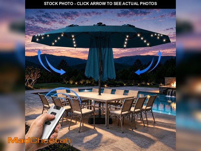 Lot 74-14584965 - 15ft Smart Electric Patio Umbrella, Large Double Sided Rectangular Outdoor Patio Umbrella with Light...