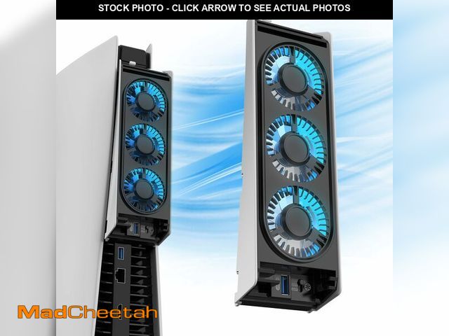 Lot 74-14269976 - MEQI PS5 Cooling Fan, PS5 Accessories Upgraded Quiet Cooler Fan with LED Light &amp; USB 3.0 Hubs, E...