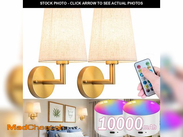 Lot 74-12979566 - Wall Sconce Battery Operated Wall Light Fixure with Remote Control, Dimmable Battery Operated Wall S...