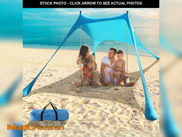 Lot 74-14264970 - Beach Tent - 9.8 * 6.5 FT Beach Canopy, Portable Tent Sun Shelter UPF50 with 4 Sandbags, 2 Stability...