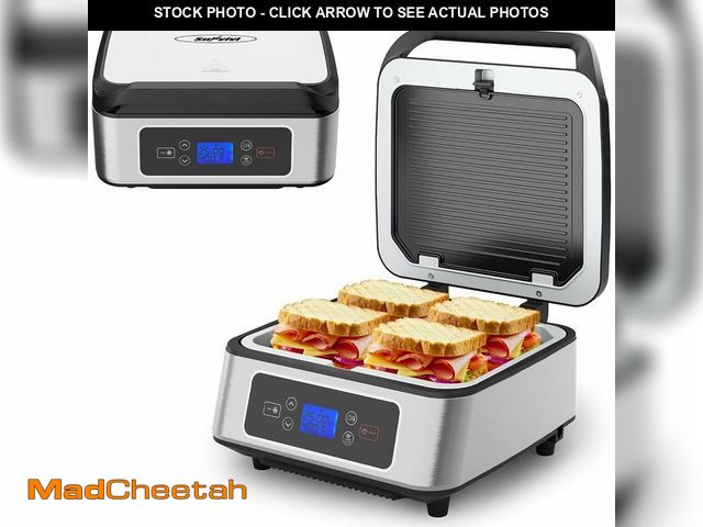 Lot 74-12829234 - SUNVIVIPRO Electric Panini Press Sandwich Maker, 1300W Smokeless Indoor Grill with Removable Non-Sti...