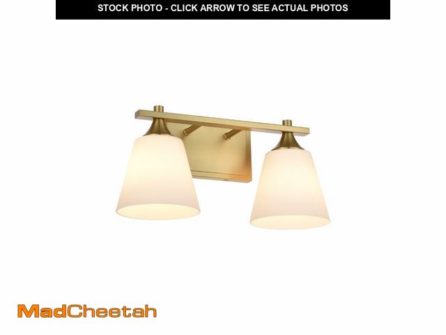 Lot 74-13541005 - Brass Bathroom Vanity Light Fixtures, 2 Lights Traditional Gold Vanity Lighting Fixture with Opal Gl...
