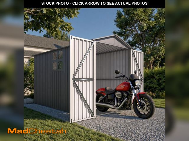 Lot 74-12391351 - 5Ã¢â¬ x 10Ã¢â¬ Motorcycle Storage Sheds, Metal Shelter &amp; Garage with Windows and Lockable Door...