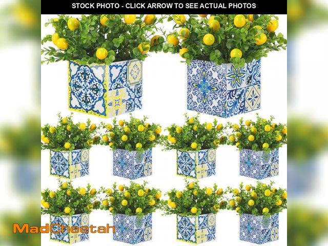 Lot 74-12436489 - Giegxin Blue Tiles Lemon Table Centerpiece Decor Amalfi Coast Box Decorations with Artificial Lemon ...