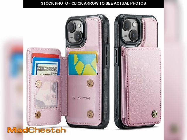 Lot 74-12608842 - Vinich for iPhone 15 Wallet Case with Card Holder, RFID Blocking Credit Slots Kickstand Shockproof P...