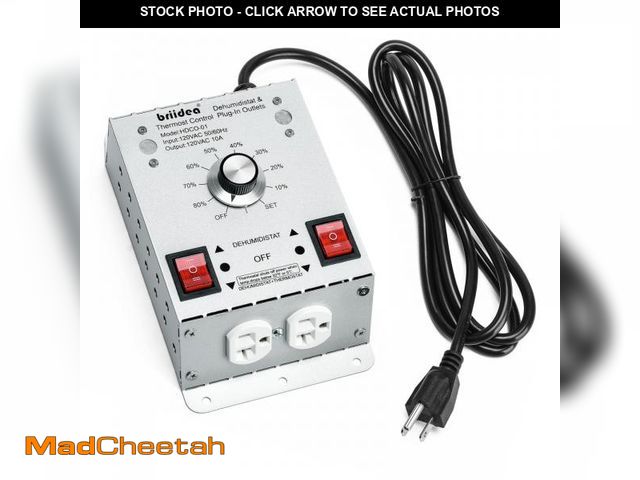 Lot 74-12048135 - briidea Crawl Space Humidistat Controller, Dehumidistat and Thermostat Control with 2 Plug in Outlet...