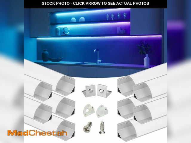 Lot 74-13836169 - Muzata 10Pack 3.3FT/1M V Shape LED Channel Silver Aluminum LED Strip Diffuser Channel with Milky Whi...