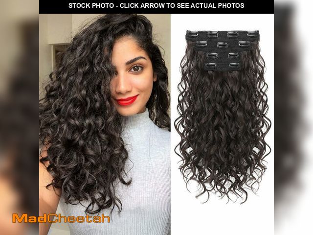 Lot 74-14063965 - REECHO Curly Hair Extensions, 4PCS 16 inch Clip in Hair Extensions Lace Weft Short Curly Clip Ins In...