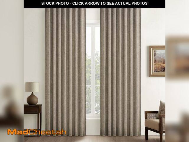 Lot 74-14273113 - Thick Burlap Curtains 84 Inch Length 2 Panels for Living Room, Country Boho Linen Dark Flax Beige Bl...