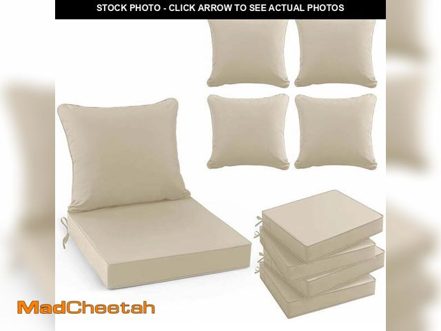 Lot 74-14288362 - Ottowood Outdoor Deep Seat Cushions Set of 4, 24x24x4 Inch Water-Repellent Patio Cushions, Cream - U...