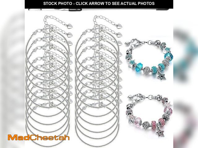 Lot 74-12719418 - ZYEHXED 20PCS Snake Chain Charm Bracelet with Bracelet Helper Adjustable Snake Bracelet Chains with ...