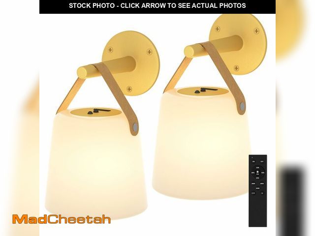 Lot 74-13630626 - TACAHE Rechargeable Wall Sconce - Plastic Frosted Lampshade - 3 Color Temp &amp; 5 Brightness - Remo...