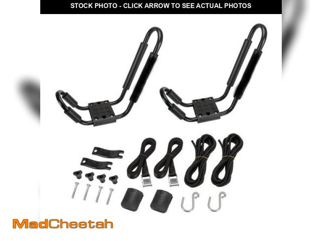 Lot 74-12427313 - Hyper Tough Universal Roof-Mounted Black J-Rack Kayak Exterior Carrier  Straps &amp; Hardware  4ATT0...