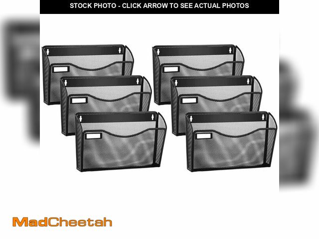 Lot 74-13629726 - samstar 6 Pack Mesh Wall Mounted File Holder Metal Wall File Pocket Mail Organizer for Office/Home(w...