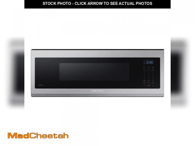 Lot 74-12257945 - Samsung 1.1 cu. ft. 1100 W Fingerprint Resistant Stainless Steel Smart SLIM Over-the-Range Microwave...