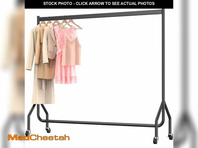 Lot 74-12766591 - Nefoso Heavy Duty Clothes Rack with Wheels,Rolling Garment Clothing Rack for Display and Storage, Ha...