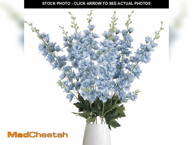 Lot 74-12450019 - 8PCS Dusty Blue Delphinium Artificial Flowers 33.5'' Faux Delphinium Stems Larkspur Silk Flowers for...